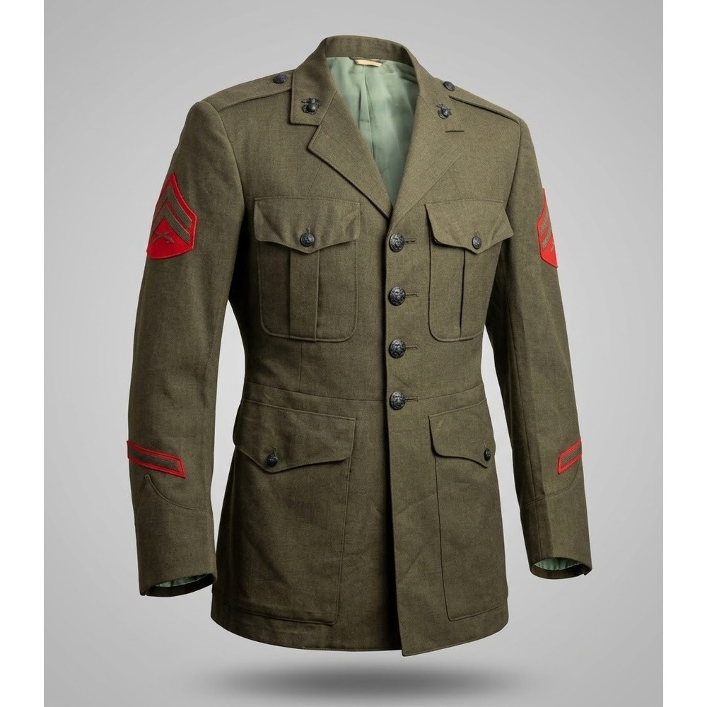 Vintage Military 8405-082-2816 Olive Green Men's US Marine Wool Jacket. Size 37L